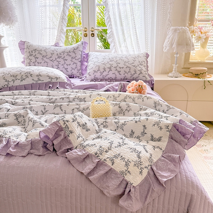 91家纺网 家纺一手货源 找家纺 韩约家纺 2026新款泡芙棉床盖款夏被夏凉被空调被四件套 安暖如夏