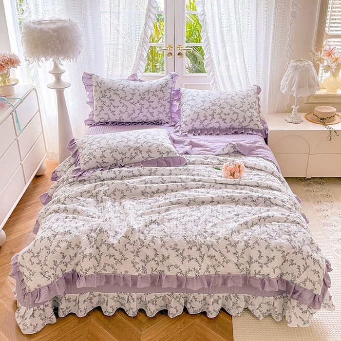 91家纺网 家纺一手货源 找家纺 韩约家纺 2026新款泡芙棉床盖款夏被夏凉被空调被四件套 安暖如夏