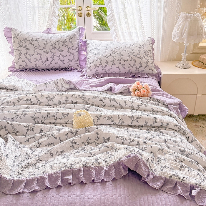 91家纺网 家纺一手货源 找家纺 韩约家纺 2026新款泡芙棉床盖款夏被夏凉被空调被四件套 安暖如夏