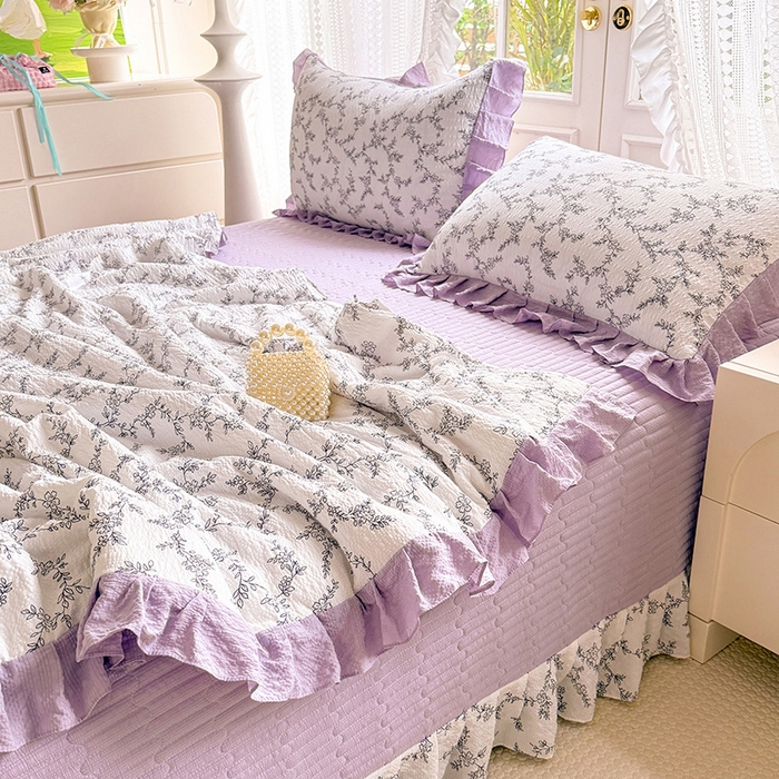 91家纺网 家纺一手货源 找家纺 韩约家纺 2026新款泡芙棉床盖款夏被夏凉被空调被四件套 安暖如夏