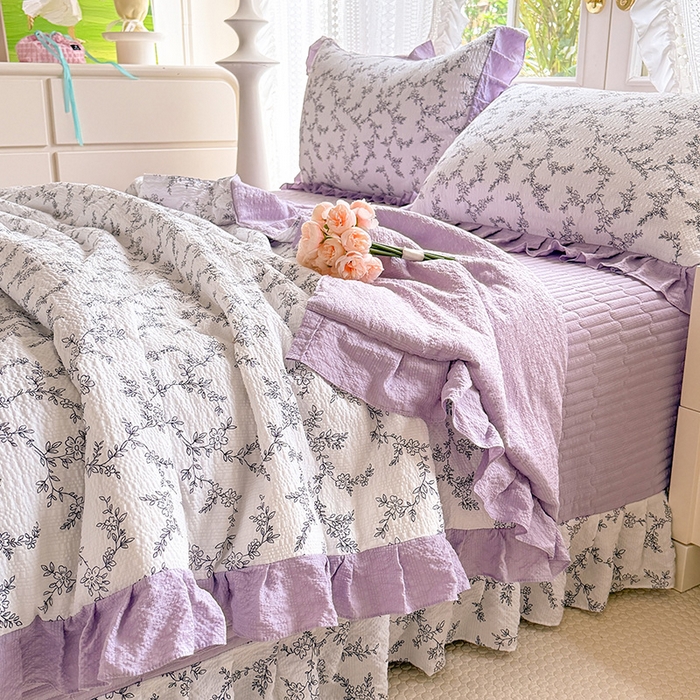 91家纺网 家纺一手货源 找家纺 韩约家纺 2026新款泡芙棉床盖款夏被夏凉被空调被四件套 安暖如夏