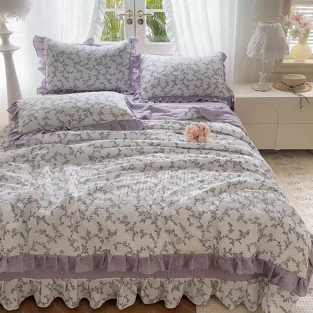 91家纺网 家纺一手货源 找家纺 韩约家纺 2026新款泡芙棉床盖款夏被夏凉被空调被四件套 安暖如夏