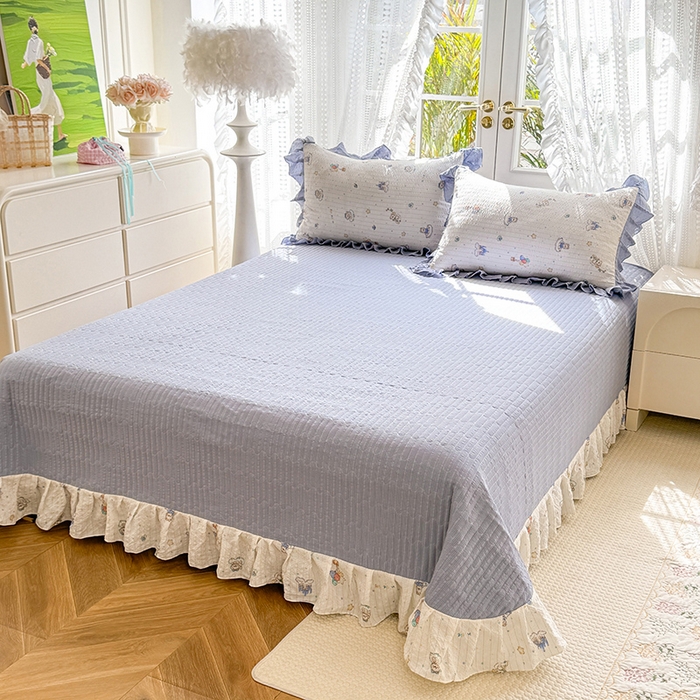 91家纺网 家纺一手货源 找家纺 韩约家纺 2026新款泡芙棉床盖款夏被夏凉被空调被四件套 宝妮