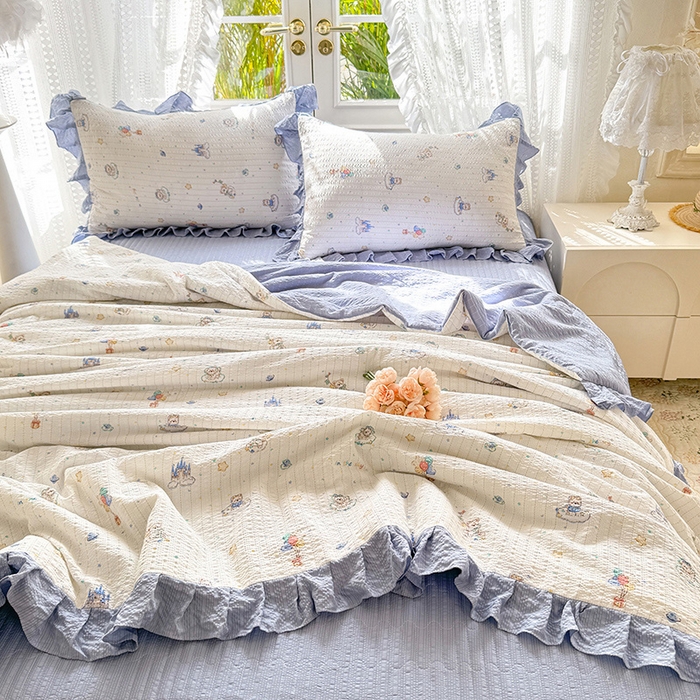 91家纺网 家纺一手货源 找家纺 韩约家纺 2026新款泡芙棉床盖款夏被夏凉被空调被四件套 宝妮