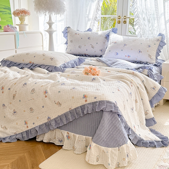 91家纺网 家纺一手货源 找家纺 韩约家纺 2026新款泡芙棉床盖款夏被夏凉被空调被四件套 宝妮