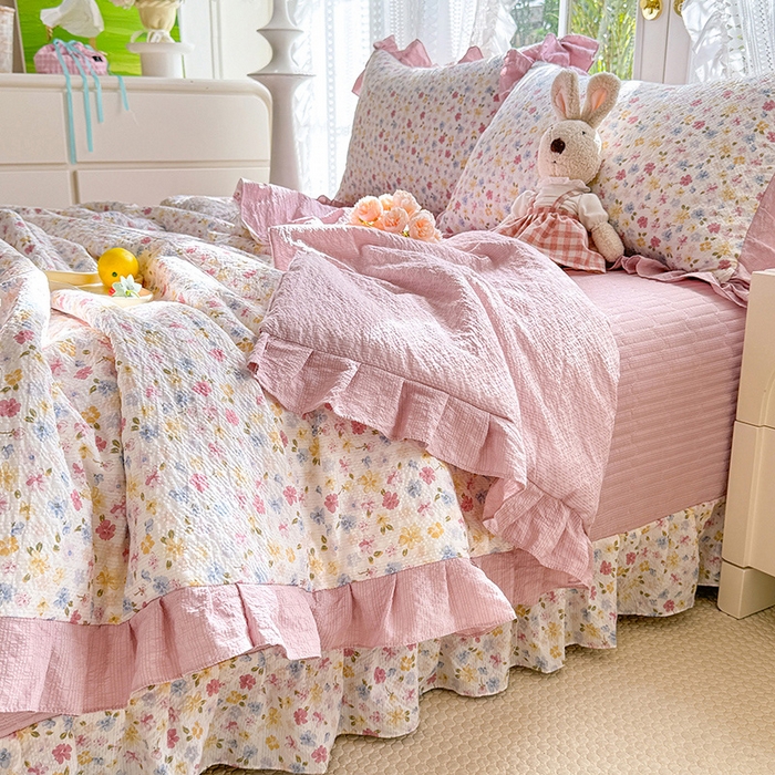 91家纺网 家纺一手货源 找家纺 韩约家纺 2026新款泡芙棉床盖款夏被夏凉被空调被四件套 花春城