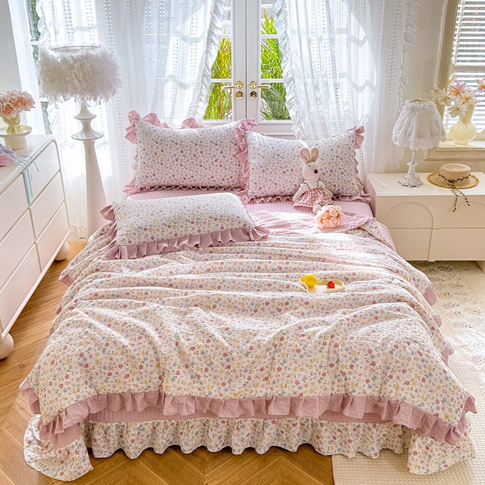 91家纺网 家纺一手货源 找家纺 韩约家纺 2026新款泡芙棉床盖款夏被夏凉被空调被四件套 花春城