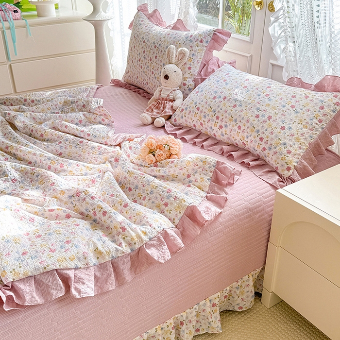 91家纺网 家纺一手货源 找家纺 韩约家纺 2026新款泡芙棉床盖款夏被夏凉被空调被四件套 花春城