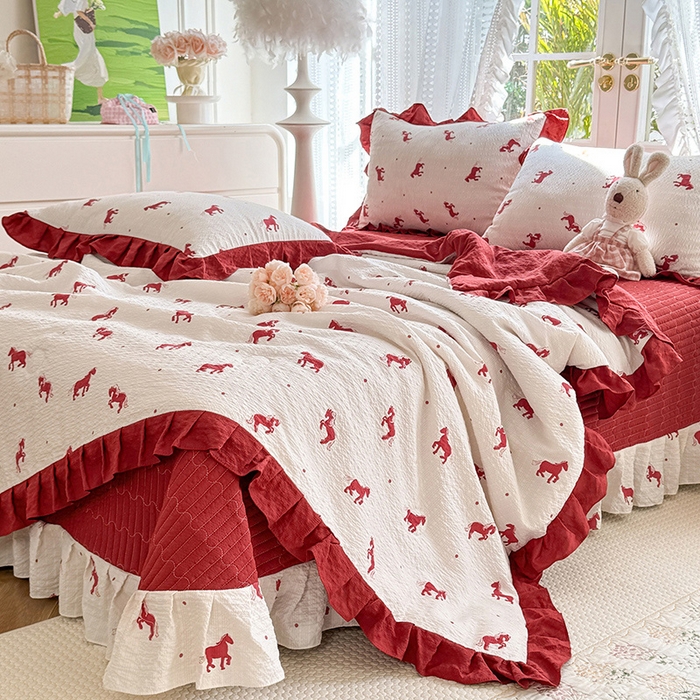 91家纺网 家纺一手货源 找家纺 韩约家纺 2026新款泡芙棉床盖款夏被夏凉被空调被四件套 马上有钱