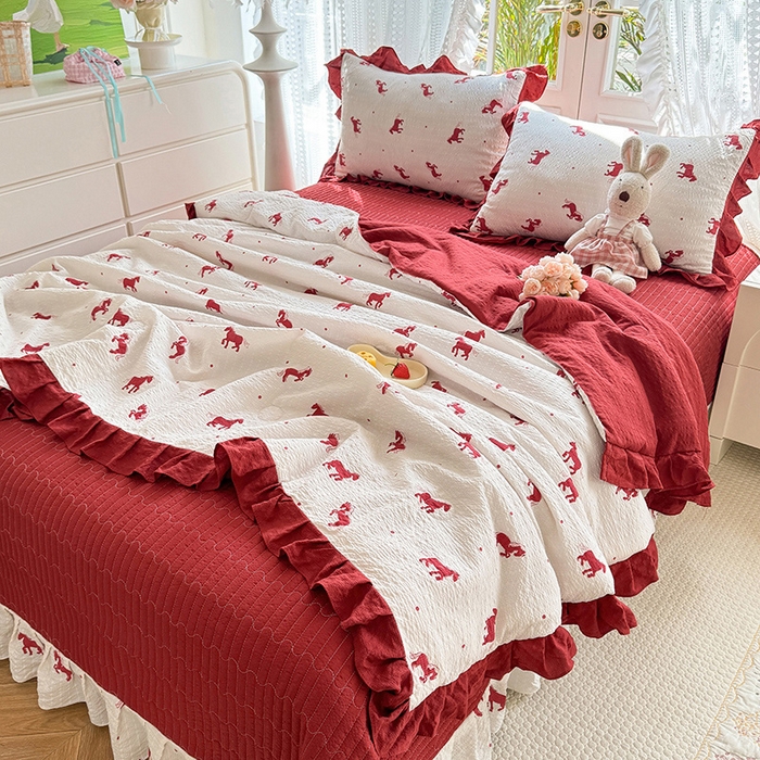 91家纺网 家纺一手货源 找家纺 韩约家纺 2026新款泡芙棉床盖款夏被夏凉被空调被四件套 马上有钱