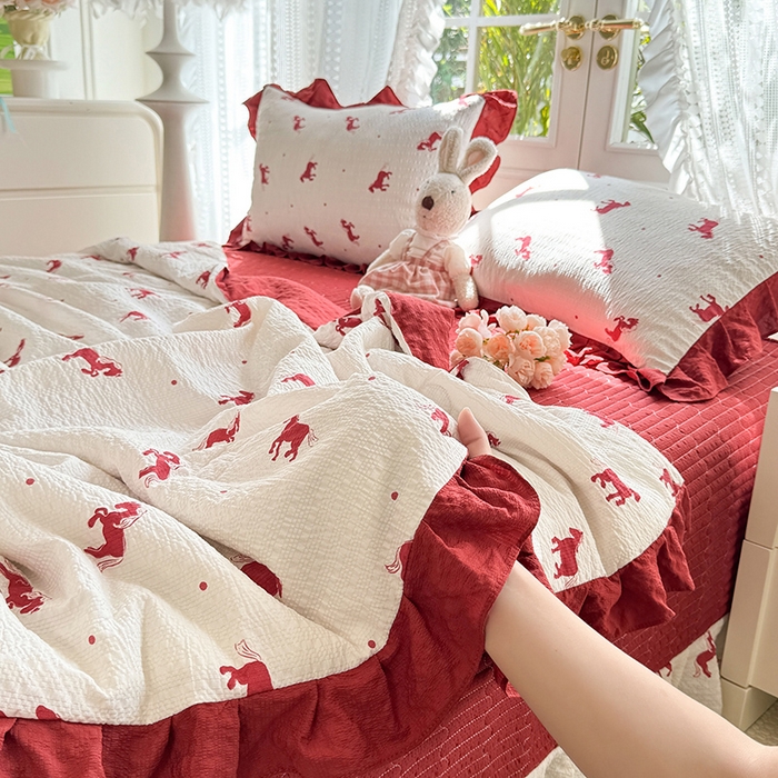 91家纺网 家纺一手货源 找家纺 韩约家纺 2026新款泡芙棉床盖款夏被夏凉被空调被四件套 马上有钱