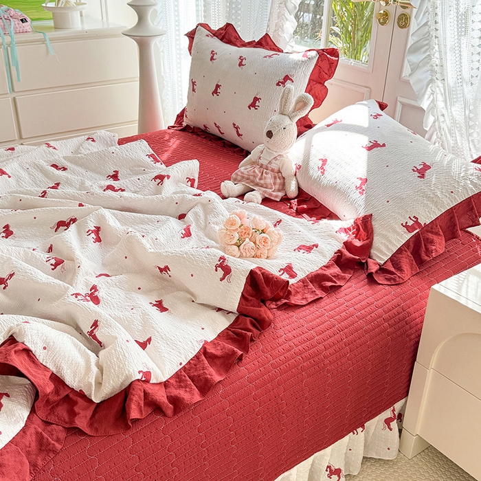 91家纺网 家纺一手货源 找家纺 韩约家纺 2026新款泡芙棉床盖款夏被夏凉被空调被四件套 马上有钱