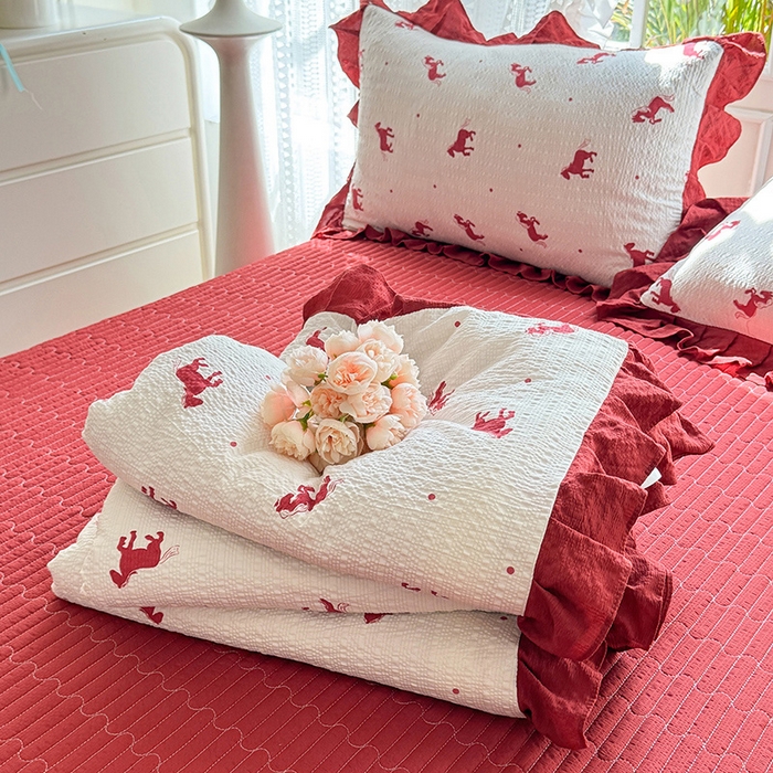 91家纺网 家纺一手货源 找家纺 韩约家纺 2026新款泡芙棉床盖款夏被夏凉被空调被四件套 马上有钱