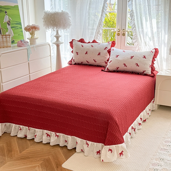 91家纺网 家纺一手货源 找家纺 韩约家纺 2026新款泡芙棉床盖款夏被夏凉被空调被四件套 马上有钱