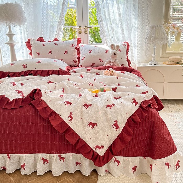 91家纺网 家纺一手货源 找家纺 韩约家纺 2026新款泡芙棉床盖款夏被夏凉被空调被四件套 马上有钱