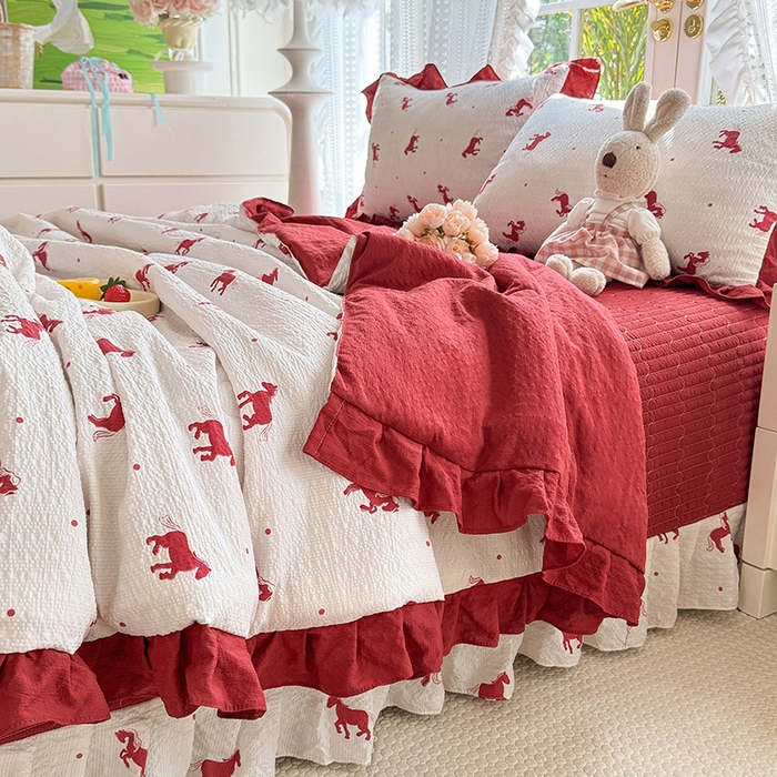 91家纺网 家纺一手货源 找家纺 韩约家纺 2026新款泡芙棉床盖款夏被夏凉被空调被四件套 马上有钱