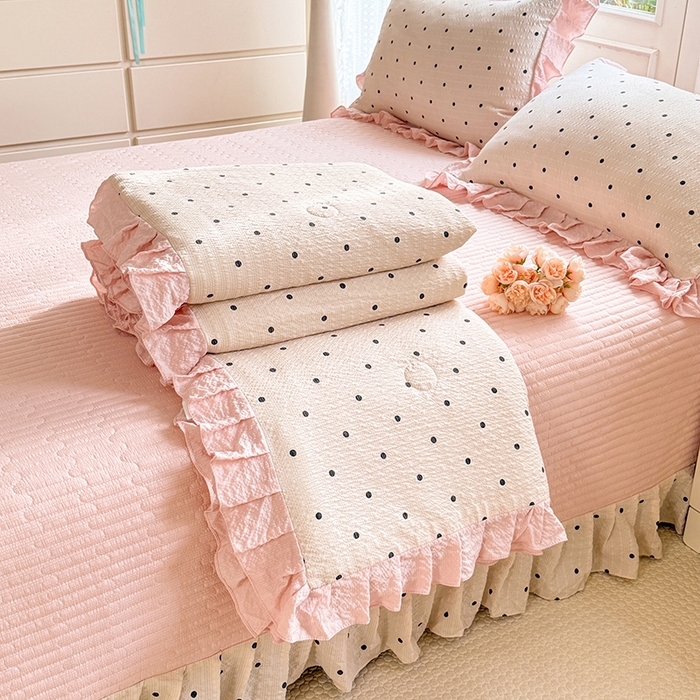 韩约家纺 2026新款泡芙棉床盖款夏被夏凉被空调被四件套 奶油泡芙