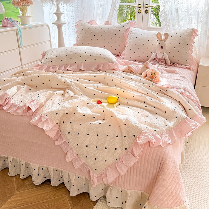 91家纺网 家纺一手货源 找家纺 韩约家纺 2026新款泡芙棉床盖款夏被夏凉被空调被四件套 奶油泡芙