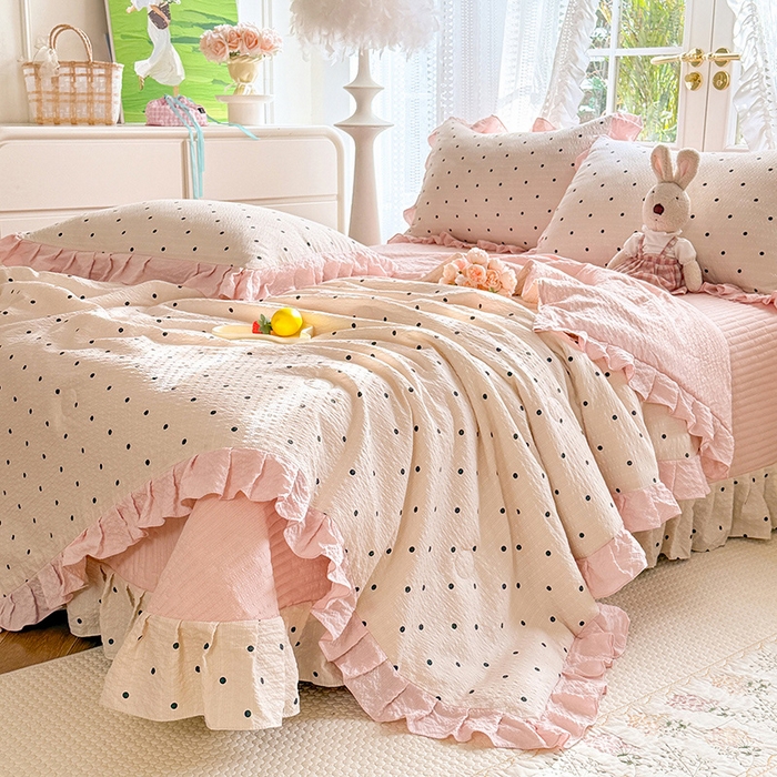 91家纺网 家纺一手货源 找家纺 韩约家纺 2026新款泡芙棉床盖款夏被夏凉被空调被四件套 奶油泡芙