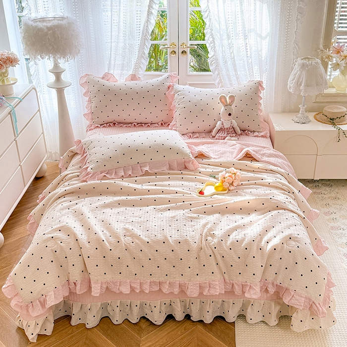 91家纺网 家纺一手货源 找家纺 韩约家纺 2026新款泡芙棉床盖款夏被夏凉被空调被四件套 奶油泡芙