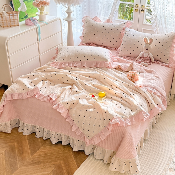 91家纺网 家纺一手货源 找家纺 韩约家纺 2026新款泡芙棉床盖款夏被夏凉被空调被四件套 奶油泡芙