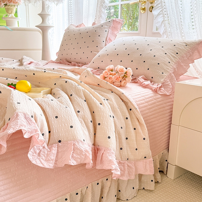 91家纺网 家纺一手货源 找家纺 韩约家纺 2026新款泡芙棉床盖款夏被夏凉被空调被四件套 奶油泡芙