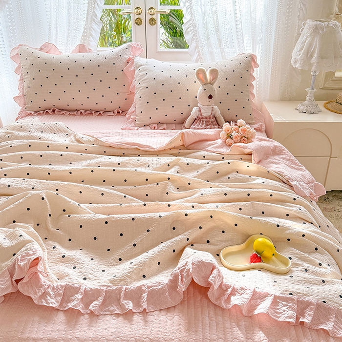 91家纺网 家纺一手货源 找家纺 韩约家纺 2026新款泡芙棉床盖款夏被夏凉被空调被四件套 奶油泡芙