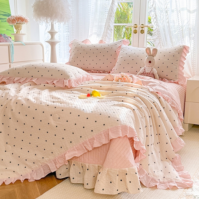 91家纺网 家纺一手货源 找家纺 韩约家纺 2026新款泡芙棉床盖款夏被夏凉被空调被四件套 奶油泡芙