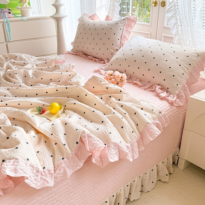 91家纺网 家纺一手货源 找家纺 韩约家纺 2026新款泡芙棉床盖款夏被夏凉被空调被四件套 奶油泡芙