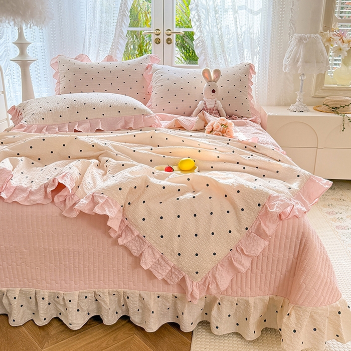 91家纺网 家纺一手货源 找家纺 韩约家纺 2026新款泡芙棉床盖款夏被夏凉被空调被四件套 奶油泡芙