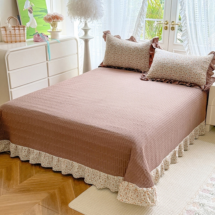 91家纺网 家纺一手货源 找家纺 韩约家纺 2026新款泡芙棉床盖款夏被夏凉被空调被四件套 苏糖咖