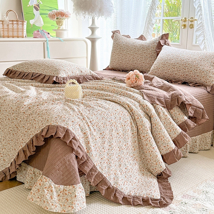 91家纺网 家纺一手货源 找家纺 韩约家纺 2026新款泡芙棉床盖款夏被夏凉被空调被四件套 苏糖咖