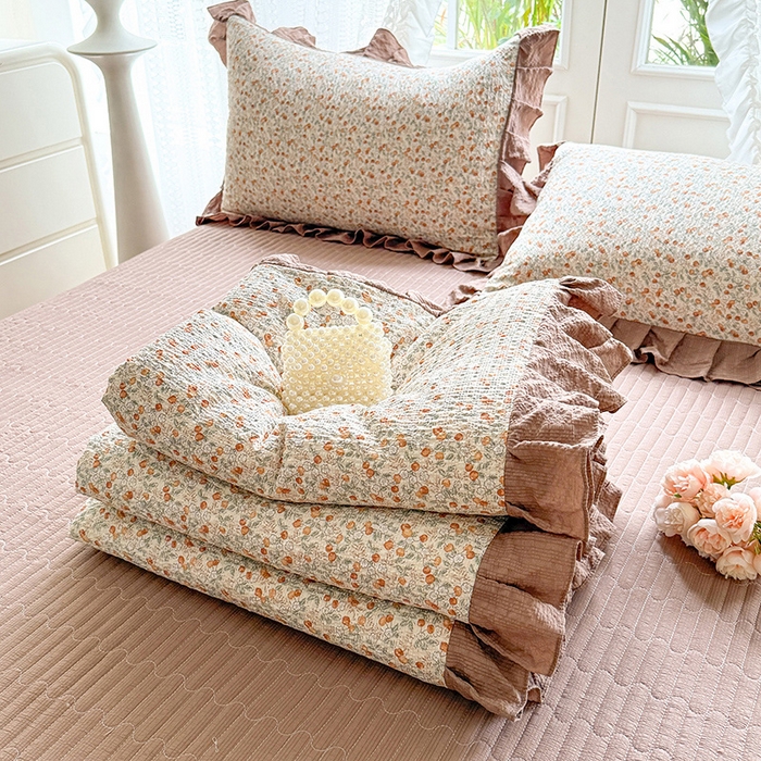 91家纺网 家纺一手货源 找家纺 韩约家纺 2026新款泡芙棉床盖款夏被夏凉被空调被四件套 苏糖咖