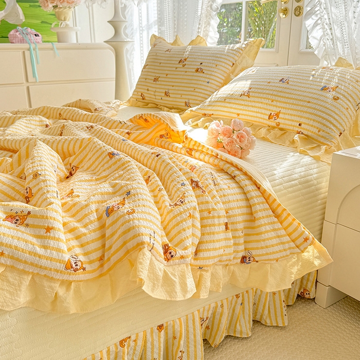 91家纺网 家纺一手货源 找家纺 韩约家纺 2026新款泡芙棉床盖款夏被夏凉被空调被四件套 旺旺