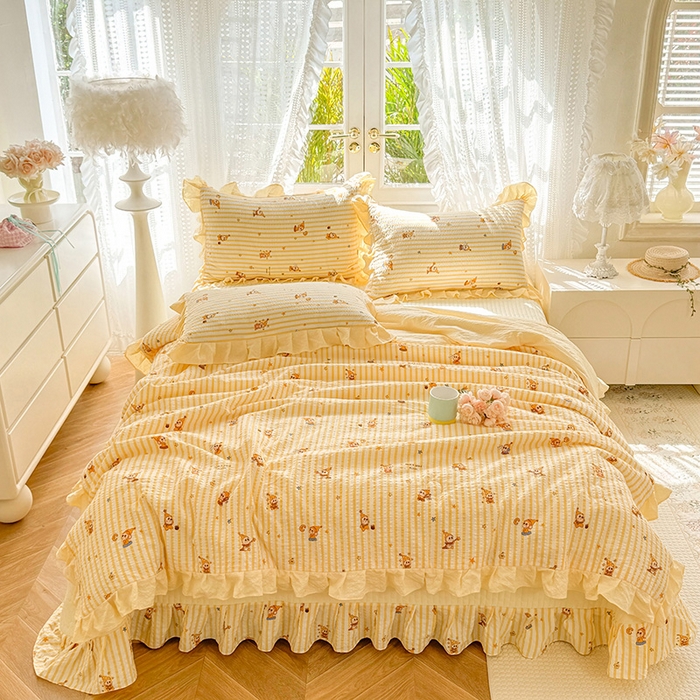 91家纺网 家纺一手货源 找家纺 韩约家纺 2026新款泡芙棉床盖款夏被夏凉被空调被四件套 旺旺