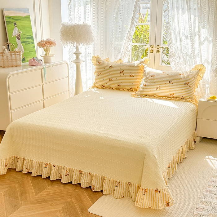 91家纺网 家纺一手货源 找家纺 韩约家纺 2026新款泡芙棉床盖款夏被夏凉被空调被四件套 旺旺