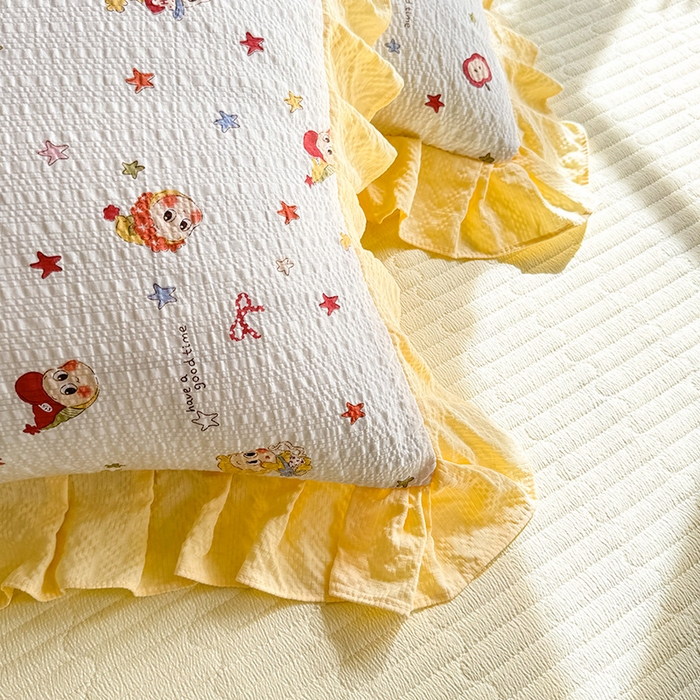 91家纺网 家纺一手货源 找家纺 韩约家纺 2026新款泡芙棉床盖款夏被夏凉被空调被四件套 星星人