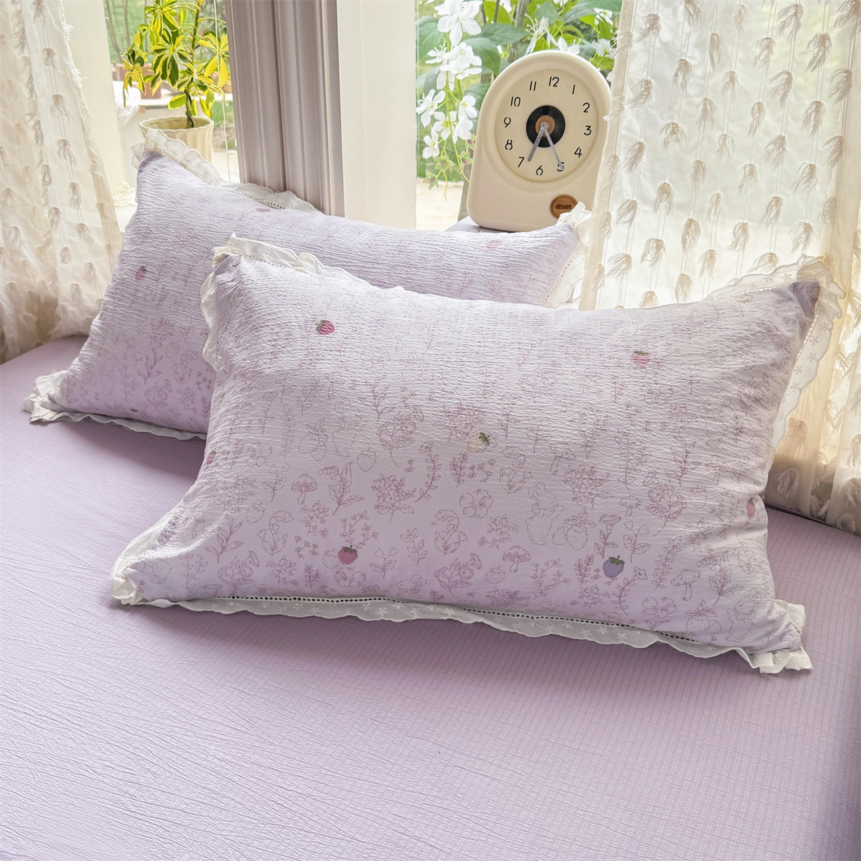 91家纺网 家纺一手货源 找家纺 优贝 2026直播爆款云感双层纱皱皱纱韩系花边夏被四件套 花有花期