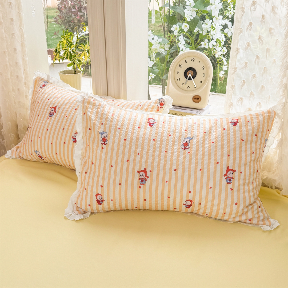 91家纺网 家纺一手货源 找家纺 优贝 2026直播爆款云感双层纱皱皱纱韩系花边夏被四件套 魔法星星