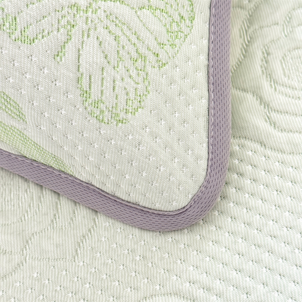 91家纺网 家纺一手货源 找家纺 优贝 2026新款A类凉感豆豆席三件套床笠软席子 花韵-清新绿