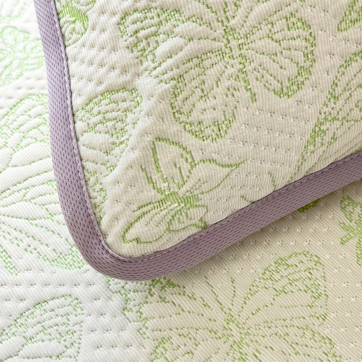 91家纺网 家纺一手货源 找家纺 优贝 2026新款A类凉感豆豆席三件套床笠软席子 蝶舞-清新绿