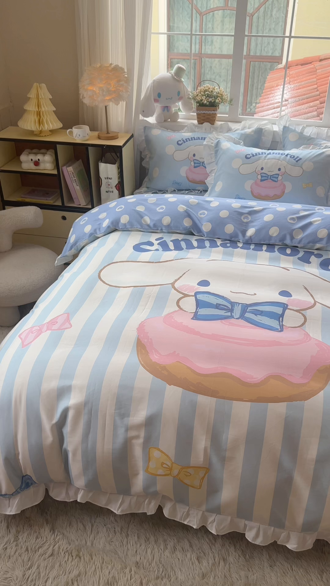 91家纺网 家纺一手货源 找家纺 玉元坊 2026新款三丽鸥正版授权玉桂狗布丁狗全棉纯棉床单床笠床裙三四件套 领带玉桂狗-白花边