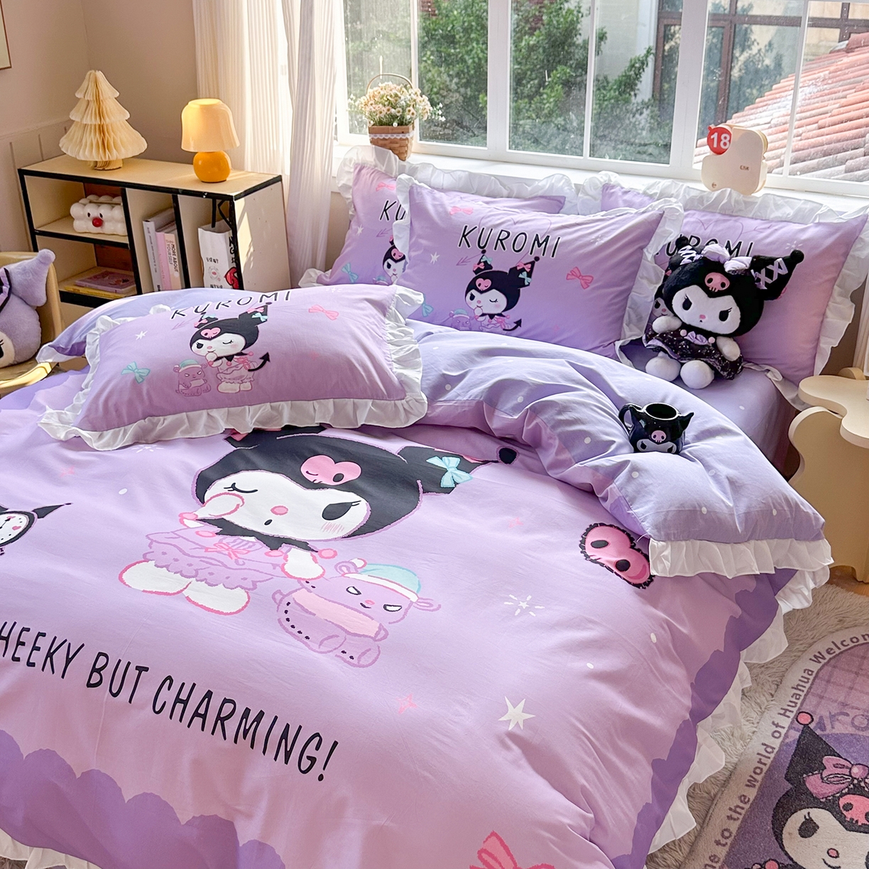 91家纺网 家纺一手货源 找家纺 （总）玉元坊 2026新款三丽鸥正版授权酷洛米全棉纯棉床单床笠床裙三四件套