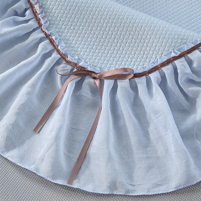 91家纺网 家纺一手货源 找家纺 金绣美居 2026新款绣花织带床裙凉席席子花韵 花韵-蓝色