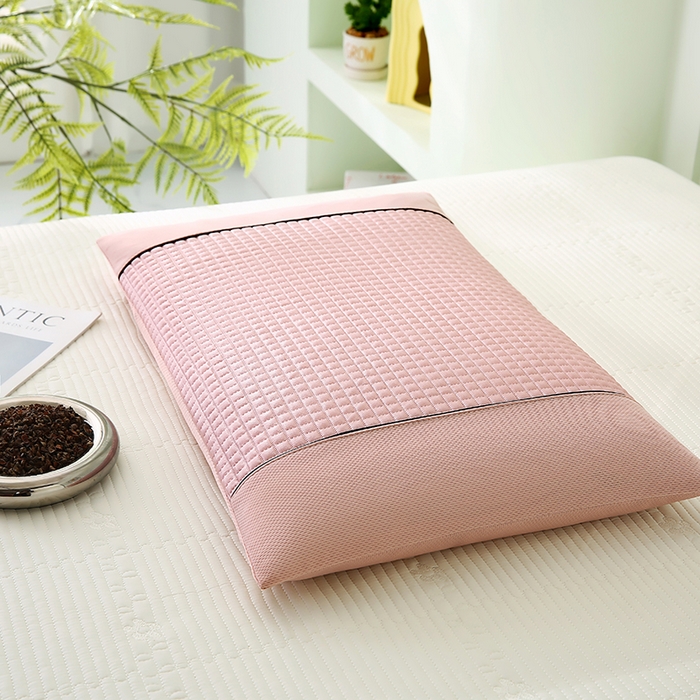 91家纺网 家纺一手货源 找家纺 贤内助家纺 2026新款凉感丝冰豆豆荞麦枕/儿童成人通用全荞麦枕头 凉感冰豆豆-粉 38x58cm/只