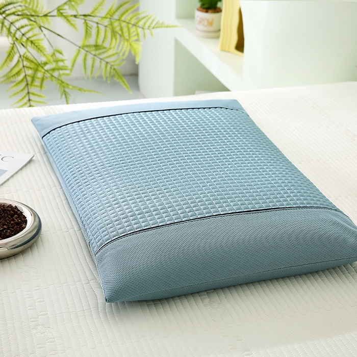 91家纺网 家纺一手货源 找家纺 贤内助家纺 2026新款凉感丝冰豆豆荞麦枕/儿童成人通用全荞麦枕头 凉感冰豆豆-蓝 38x58cm/只