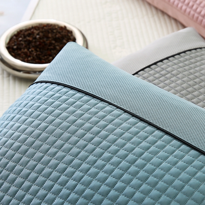 91家纺网 家纺一手货源 找家纺 贤内助家纺 2026新款凉感丝冰豆豆荞麦枕/儿童成人通用全荞麦枕头 凉感冰豆豆-蓝 38x58cm/只