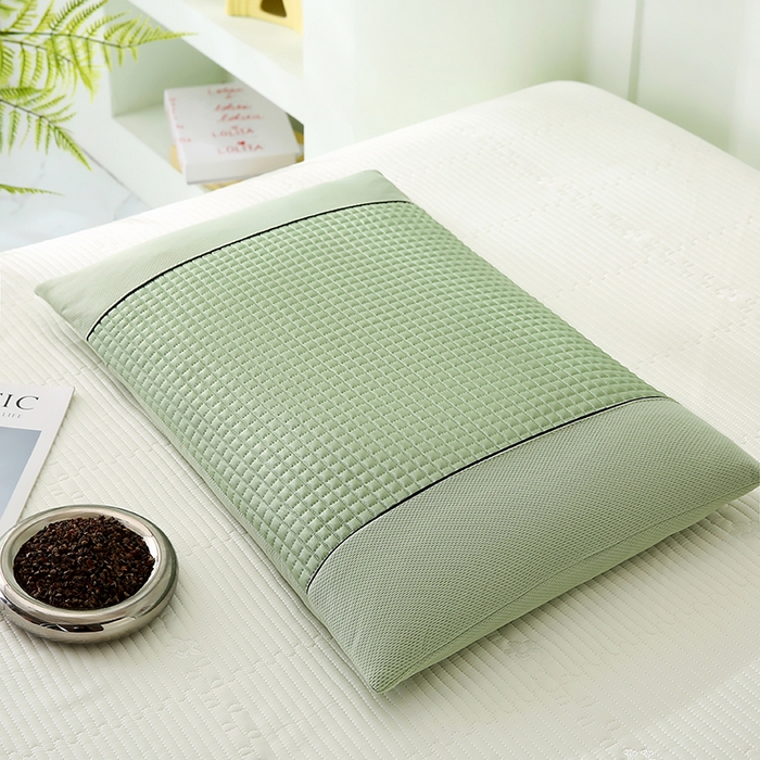 贤内助家纺 2026新款凉感丝冰豆豆荞麦枕/儿童成人通用全荞麦枕头 凉感冰豆豆-绿 38x58cm/只