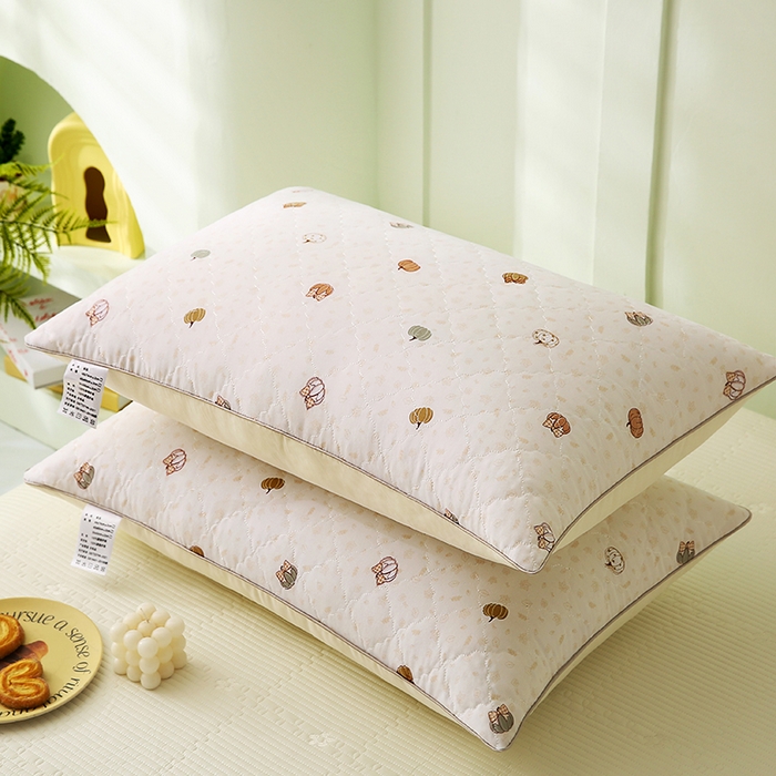 91家纺网 家纺一手货源 找家纺 贤内助家纺 2026磨毛绗缝清新小碎花舒适枕/学生宿舍枕头/家用 田园奶芙米 48x74cm/对