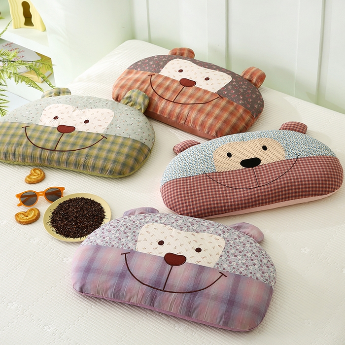 91家纺网 家纺一手货源 找家纺 贤内助家纺 2026新款全棉水洗棉儿童荞麦枕护肩枕枕头枕芯 组合图仅做展示不可下单